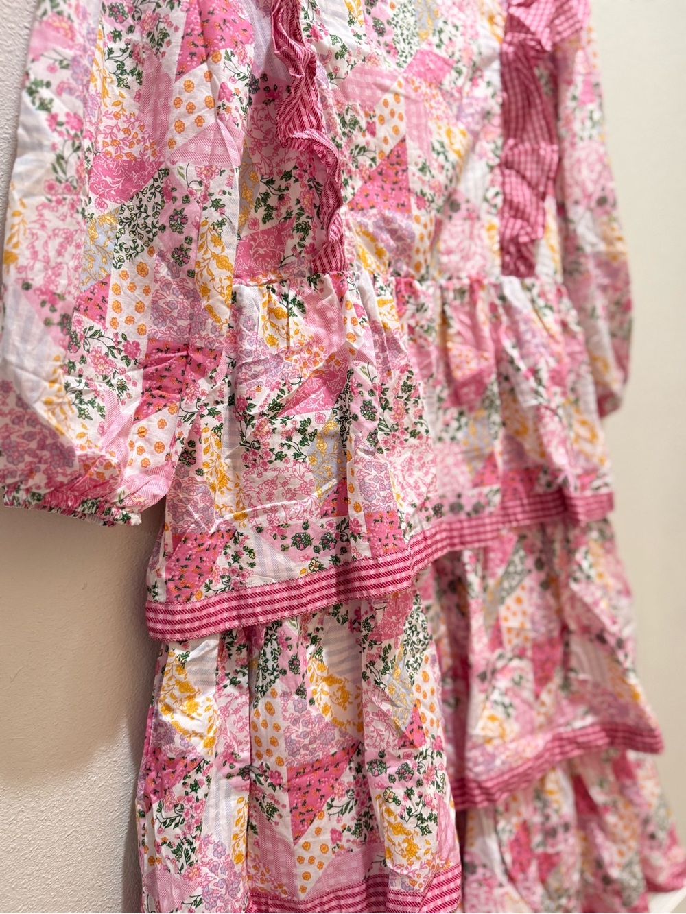 Simply Southern Pink Floral Patchwork Tiered Dress - Picture 4 of 4